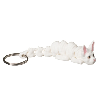 Biały kot rex brelok z kółkiem